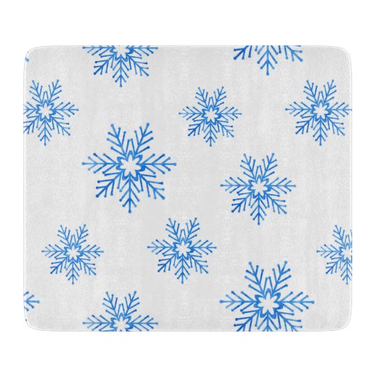 Blue Waterverf Snowflake Patroon Snijplank (Voorkant)