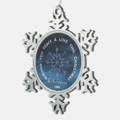Blue Waterverf Snowflake Peace & Love Tin Sneeuwvlok Ornament (Rechts)