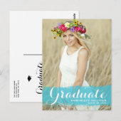 Blue Waterverf Splash Photo Afstuderen Briefkaart (Voorkant / Achterkant)