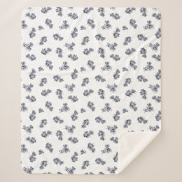 Blue Waterverf Sprig Sherpa Deken