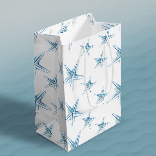 Blue Waterverf Starfish Medium Gift Bag Cadeauzakje