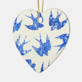Blue Waterverf Swallow Bird Pattern Keramisch Ornament (Links)