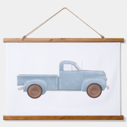 Blue Waterverf  Truck Poster Hangend Wandkleed (Voorkant)