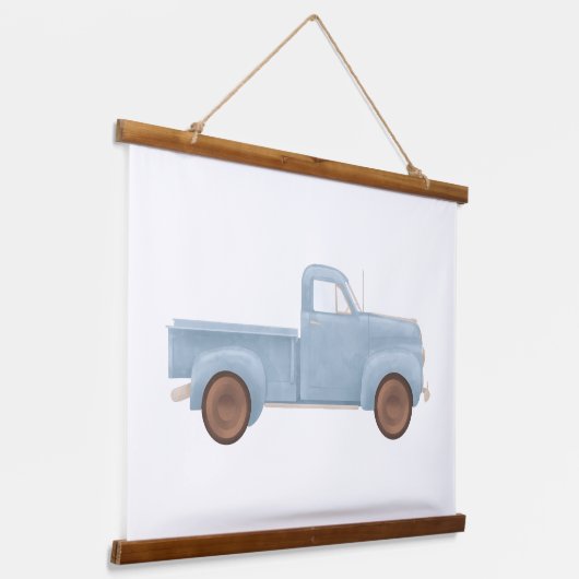 Blue Waterverf  Truck Poster Hangend Wandkleed (Gebogen)