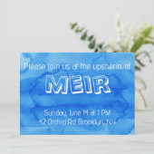 Blue waterverf upsherin-uitnodiging kaart (Staand voorkant)