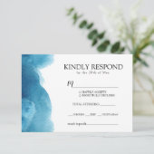 Blue Waterverf wash Invitation RSVP Kaartje (Staand voorkant)