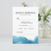 Blue Waterverf wash Invitation RSVP met envelop (Staand voorkant)