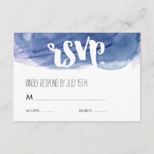 Blue Waterverf Wash Wedding RSVP Response Kaartje