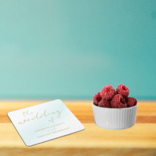 Blue Waterverf Wave Wedding Vierkante Kartonnen Onderzetter