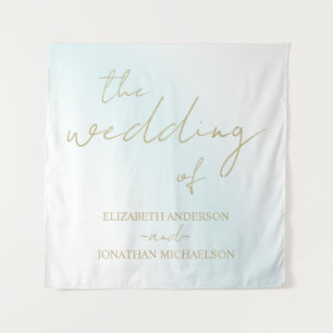 Blue Waterverf Wave Wedding Wandkleed