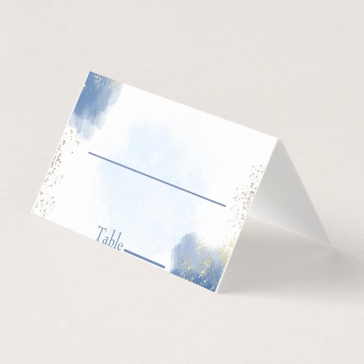 Blue Waterverf Wedding Collectie Table Number Kaart (Voorkant)
