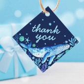 Blue Waterverf Whale onder het Zee Dank u Bedankjes Labels