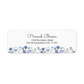 Blue Waterverf Wildflower Garden Etiket (Voorkant)