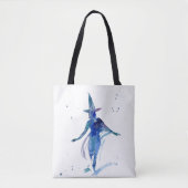 Blue Waterverf Witch Canvas tas (Voorkant)