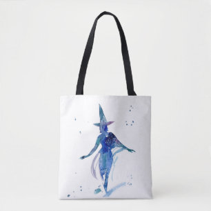Blue Waterverf Witch Canvas tas