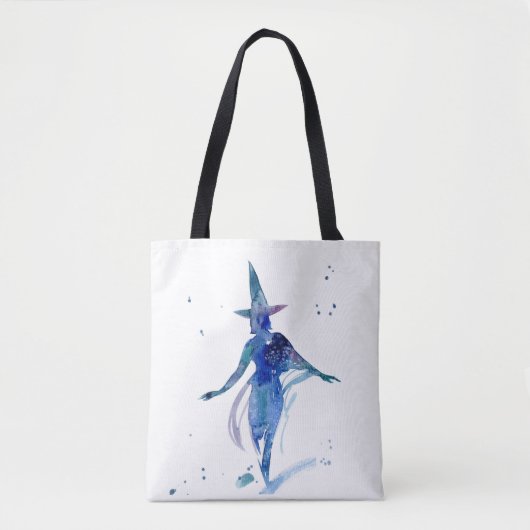 Blue Waterverf Witch Canvas tas (Voorkant)