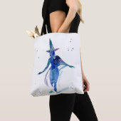 Blue Waterverf Witch Canvas tas (Dichtbij)