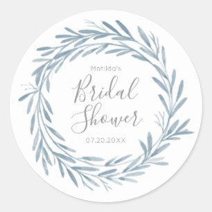 Blue Waterverf Wreath Script Vrijgezellenfeest Ronde Sticker
