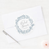 Blue Waterverf Wreath Script Vrijgezellenfeest Ronde Sticker (Envelop)