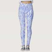 Blue Waterverf Zebra Pattern Leggings (Voorkant)