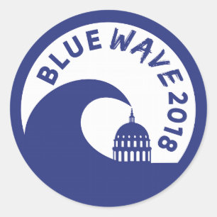 Blue Wave 2018 - Democratische overwinning! Round Ronde Sticker