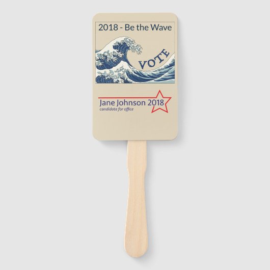 Blue Wave 2024 - aanpasbare campagne hand fan Handwaaier (Voorkant)