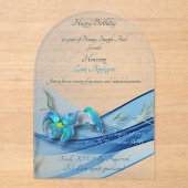 Blue Wave 50 Jaar Verjaardag acryl uitnodiging Acryl Uitnodigingen (Voorkant)