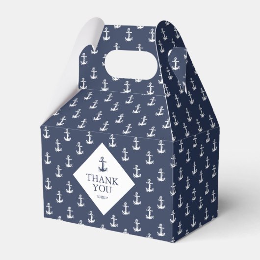 Blue Wave Anchor Pattern Wedding Bedankt, ID836 Bedankdoosjes (Voorkant Zijde)