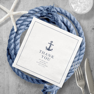 Blue Wave Anchor Wedding Bedankt V2 ID836 Servet