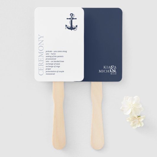 Blue Wave Anchor Wedding ID836 Handwaaier (Voorkant en achterkant)