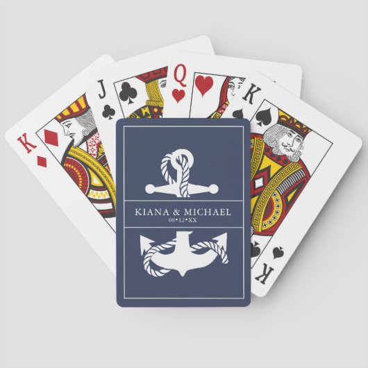 Blue Wave Anchor Wedding V2 WHT/Navy ID836 Pokerkaarten (Achterkant)