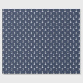 Blue Wave Anchor Wht/Navy ID836 Cadeaupapier (Vlak)
