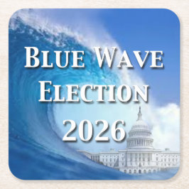 Blue Wave Election 2026 Vierkante Kartonnen Onderzetter