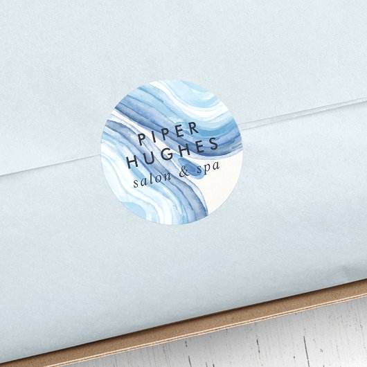 Blue Wave Geode Ronde Sticker