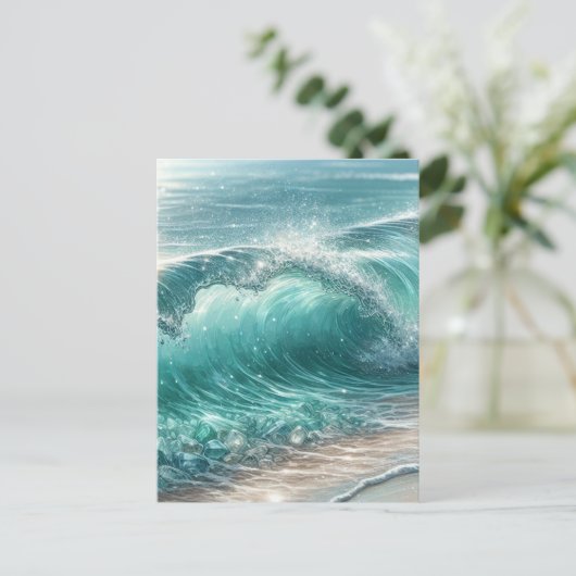 Blue Wave met Sparkles Briefkaart (Staand voorkant)