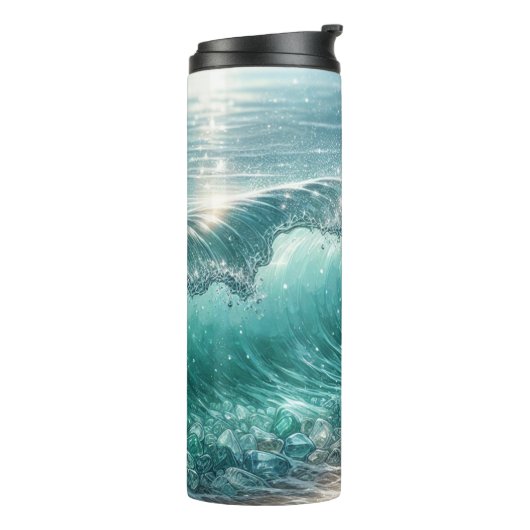  Blue Wave met Sparkles Thermosbeker (Gedraaid links)