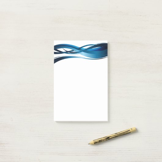 Blue Wave Modern Abstract Patroon Post-it® Notes (Op bureau)