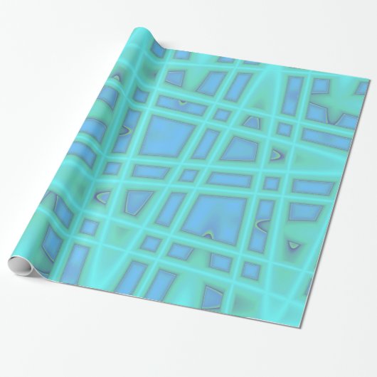 Blue Wave Modern Geometric Abstract Patroon Cadeaupapier (Uitgerold)