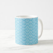 Blue Wave Pattern Coffee Mok – een moderne keramis (Voorkant rechts)