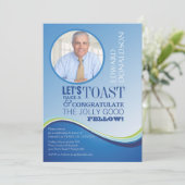 Blue Wave Retirement Photo Invitation Kaart (Staand voorkant)