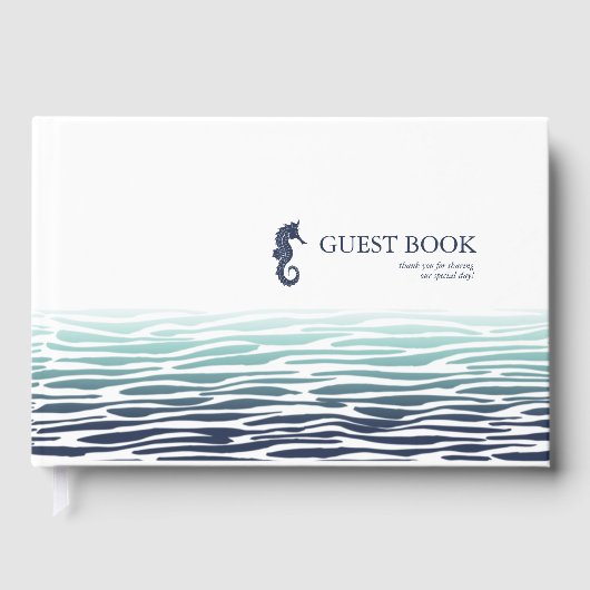 Blue Wave Seahorse Wedding ID836 Gastenboek (Voorkant)
