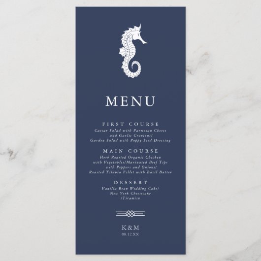 Blue Wave Seahorse Wedding V1 ID836 Menu (Voorkant)