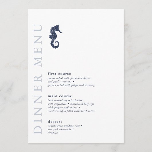 Blue Wave Seahorse Wedding V1 ID836 Menu (Voorkant)