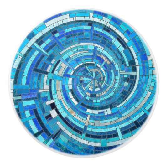 Blue Wave Spiraal Mozaïek Keramische Knop (Voorkant)