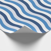 Blue Wave Stripe Pattern Cadeaupapier (Hoek)