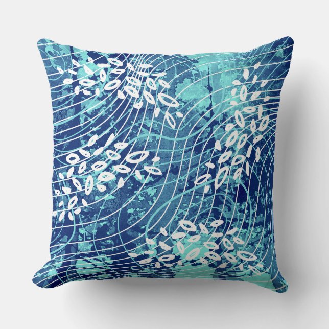 Blue Wave Throw Pillow Kussen (Voorkant)