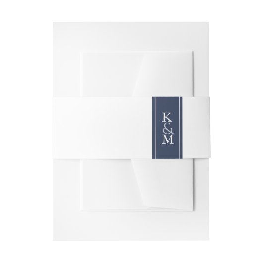 Blue Wave Wedding Navy/White ID836 Uitnodigingen Wikkel (Voorkant Voorbeeld)