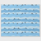 Blue Waves en Dorsal Fins Custom Nautical Wrap Cadeaupapier (Vlak)