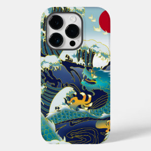 Blue Waves Green Dragon Red Sun Skateboard Case-Mate iPhone 14 Pro Hoesje