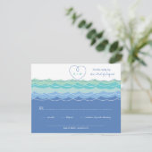 Blue Waves Loopy Heart Beach Wedding Carte RSVP (Debout devant)